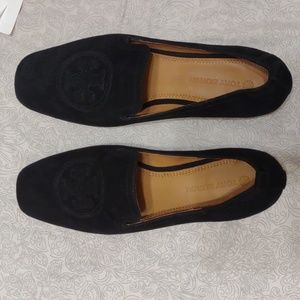 Tory Burch Leigh Black Suede Loafers Size 7